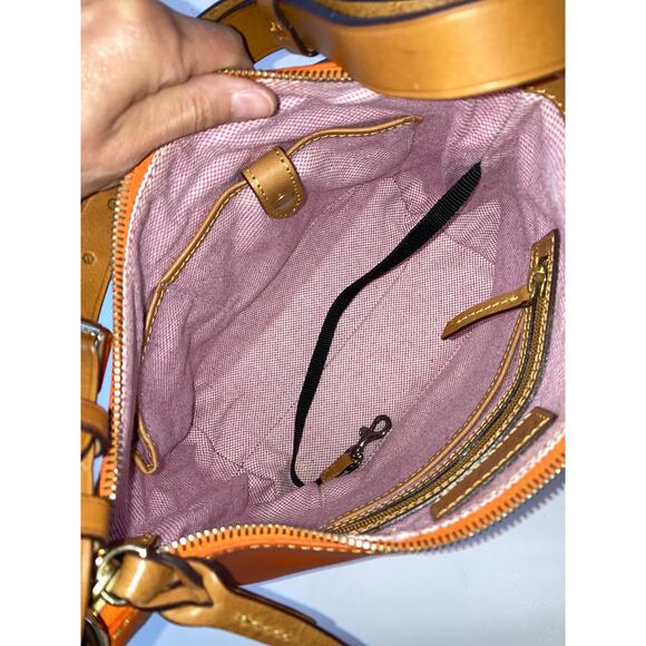 DOONEY & BOURKE MEDIUM ORNAGE PEBBLLED LEATHER SHOULDER BAG - Picture 13 of 16